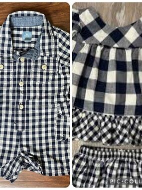 Twins boy girl GAP matching gingham 12-18 months